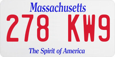 MA license plate 278KW9