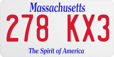 MA license plate 278KX3