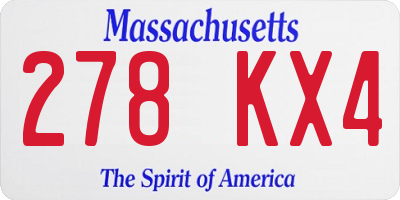 MA license plate 278KX4