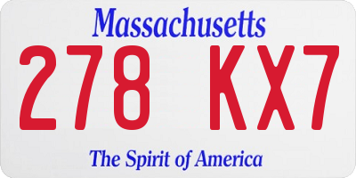 MA license plate 278KX7