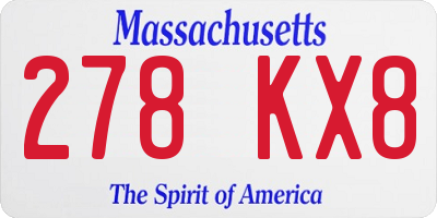 MA license plate 278KX8