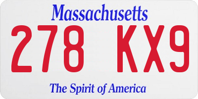 MA license plate 278KX9
