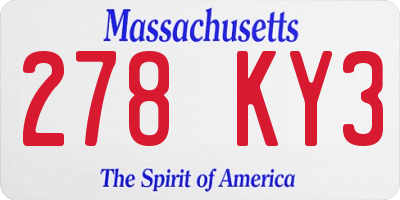 MA license plate 278KY3