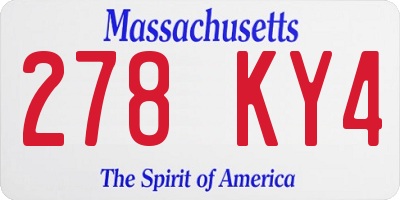 MA license plate 278KY4
