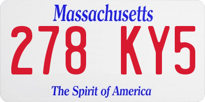 MA license plate 278KY5