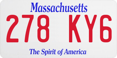 MA license plate 278KY6