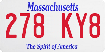MA license plate 278KY8