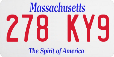 MA license plate 278KY9