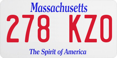 MA license plate 278KZ0