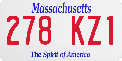 MA license plate 278KZ1