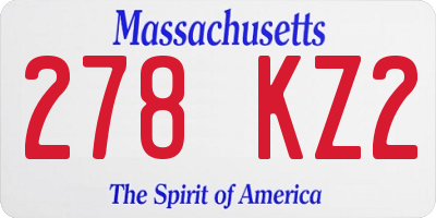 MA license plate 278KZ2