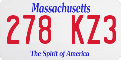 MA license plate 278KZ3