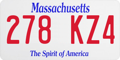 MA license plate 278KZ4