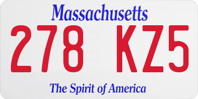MA license plate 278KZ5