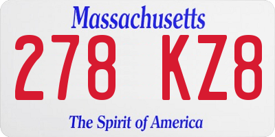 MA license plate 278KZ8