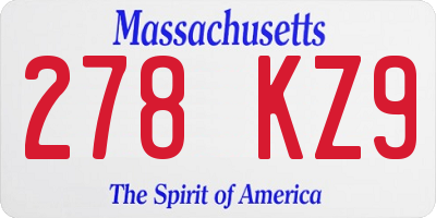 MA license plate 278KZ9