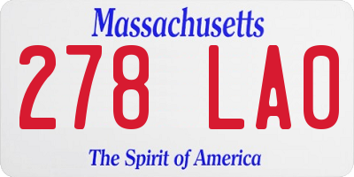MA license plate 278LA0