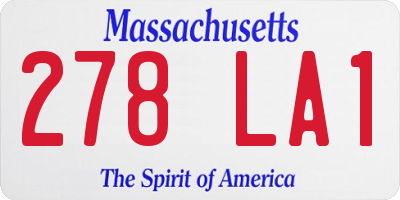 MA license plate 278LA1