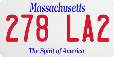 MA license plate 278LA2