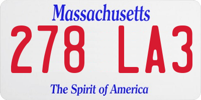 MA license plate 278LA3