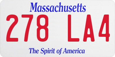MA license plate 278LA4