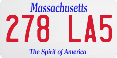 MA license plate 278LA5