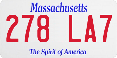 MA license plate 278LA7