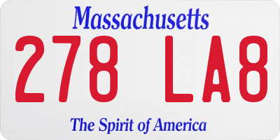 MA license plate 278LA8
