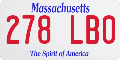 MA license plate 278LB0