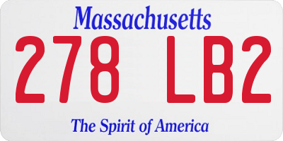 MA license plate 278LB2
