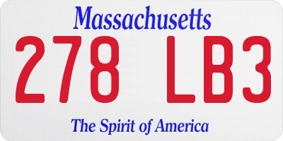 MA license plate 278LB3