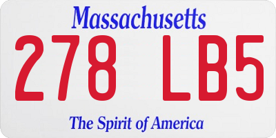 MA license plate 278LB5