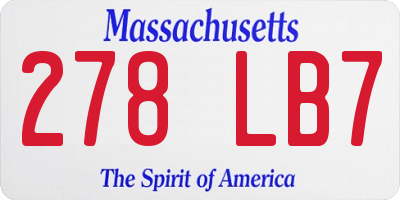 MA license plate 278LB7