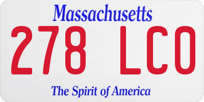 MA license plate 278LC0