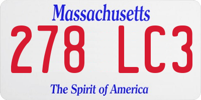 MA license plate 278LC3