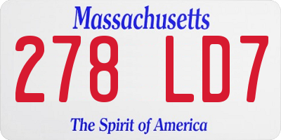 MA license plate 278LD7