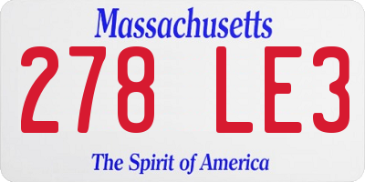 MA license plate 278LE3