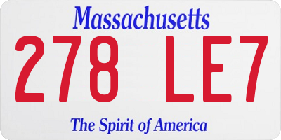 MA license plate 278LE7