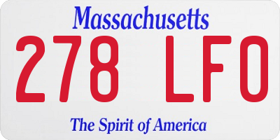 MA license plate 278LF0
