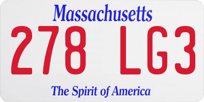 MA license plate 278LG3