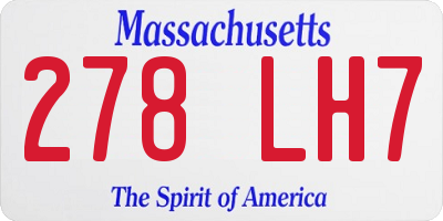 MA license plate 278LH7