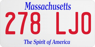 MA license plate 278LJ0