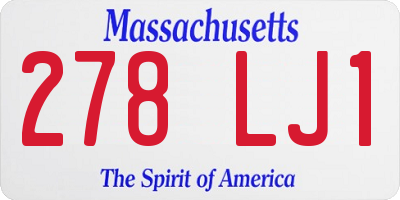 MA license plate 278LJ1