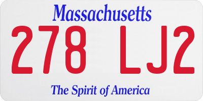 MA license plate 278LJ2