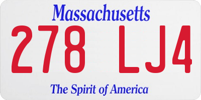 MA license plate 278LJ4