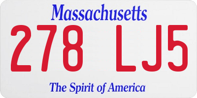 MA license plate 278LJ5