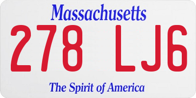 MA license plate 278LJ6