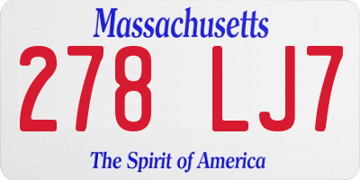 MA license plate 278LJ7