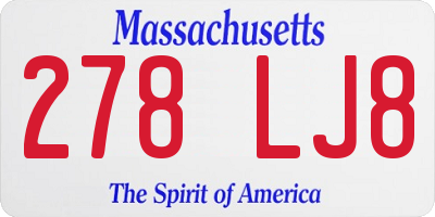 MA license plate 278LJ8