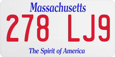 MA license plate 278LJ9